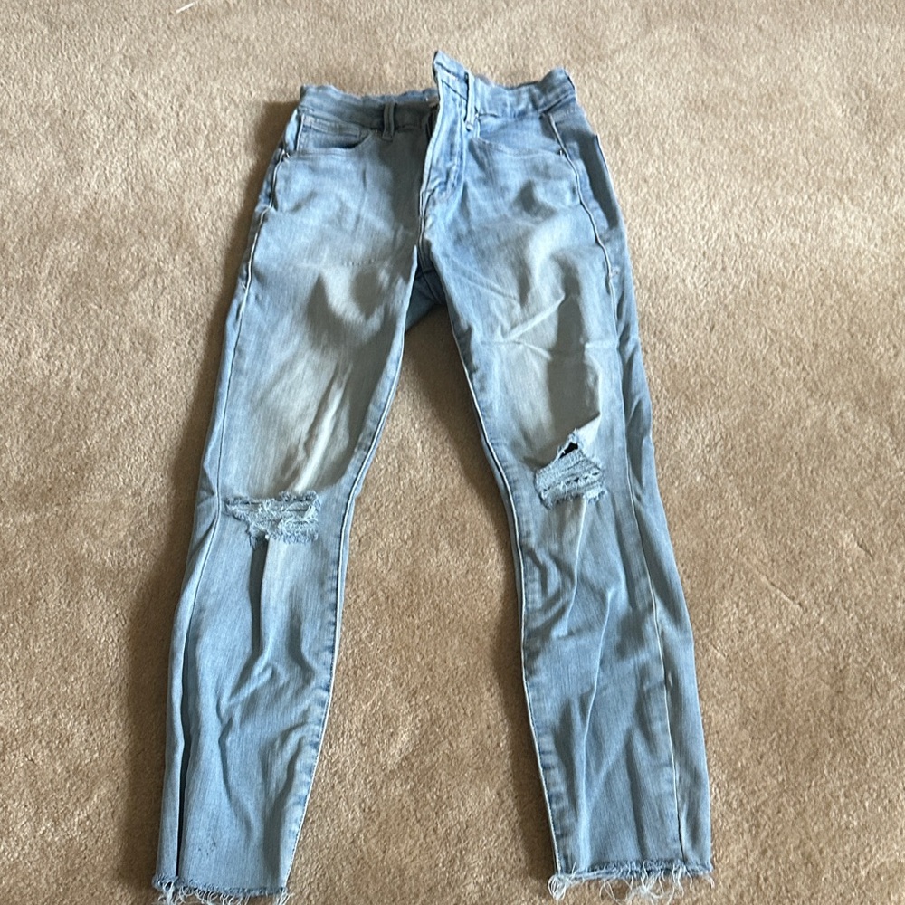 Good American Light Blue Ripped Skinny Jeans